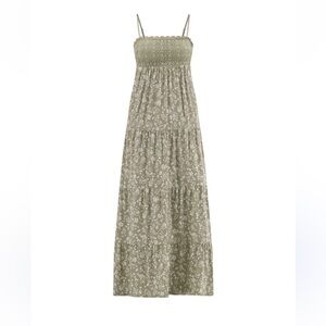 Floral Crochet Bodice Summer Dress - Sage Green